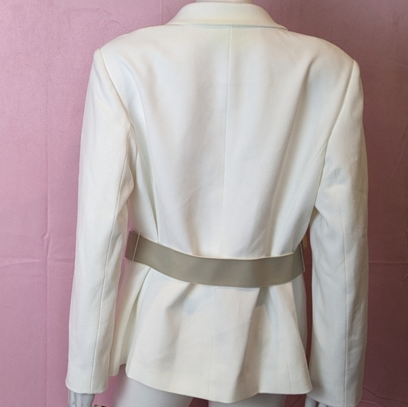 Tahari Ivory Belted Blazer Jacket size 16 Petite - Picture 4 of 8